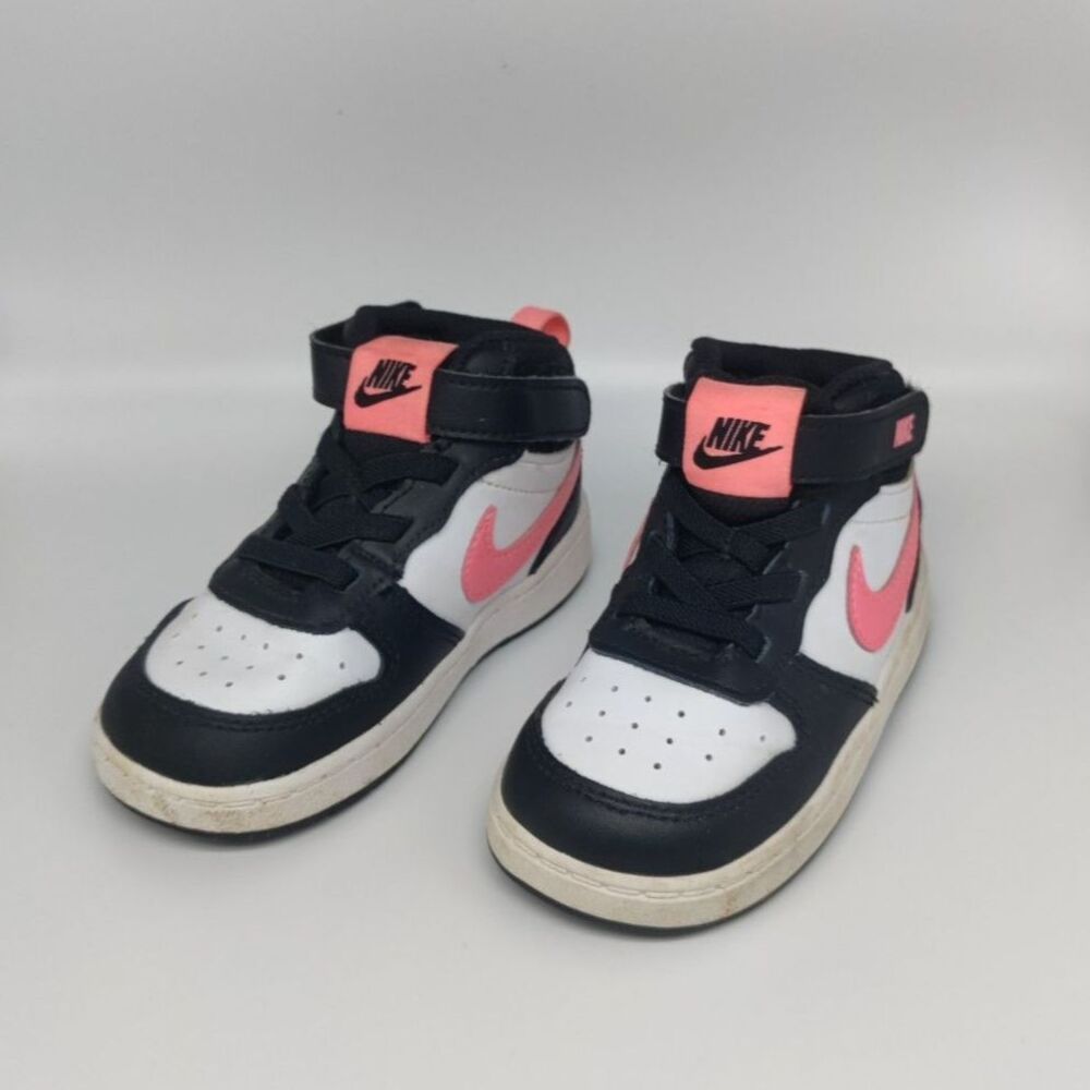 Toddler Nike Court Borough Mid 2 Size 7c Pink Accent Logo Used